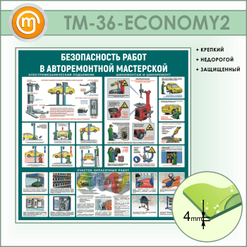 Стенд «Безопасность работ в авторемонтной мастерской» (TM-36-ECONOMY2)