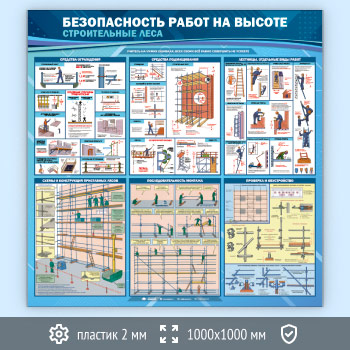 Стенд «Безопасность работ на высоте. Строительные леса» (TM-38-ECONOMY)